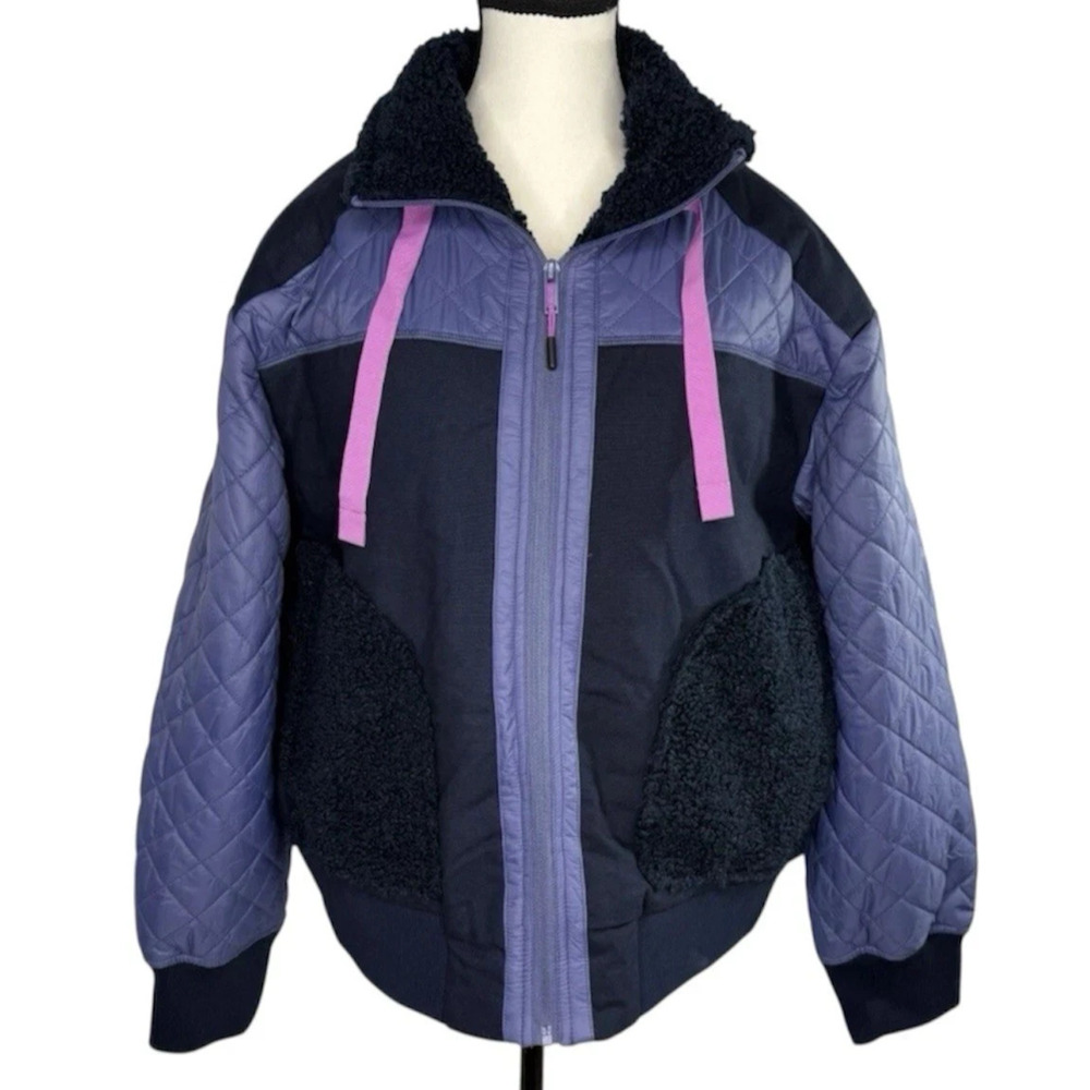 Bass Outdoor Women's Quilted-Trim Zip Bomber Jacket - Heron Multi Large NEW B47 - Picture 2 of 8
